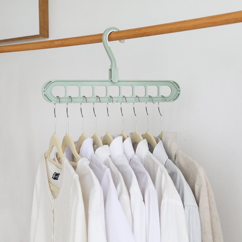 Multi-functional Cloth Hanger Balcony Wardrobe Store Rotating Non-slip Drying Racks - Green